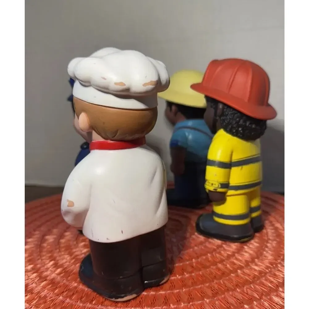 4 Early Learning Toys Soft Vinyl‎ Plastic Community Town Workers 6.5